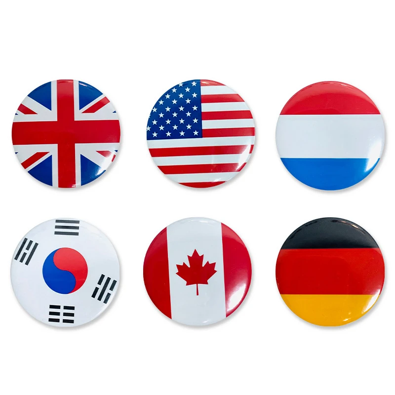 Metal Badge Maker In Stock Custom 58mm Round Metal Tin Decorative National Flag Badge