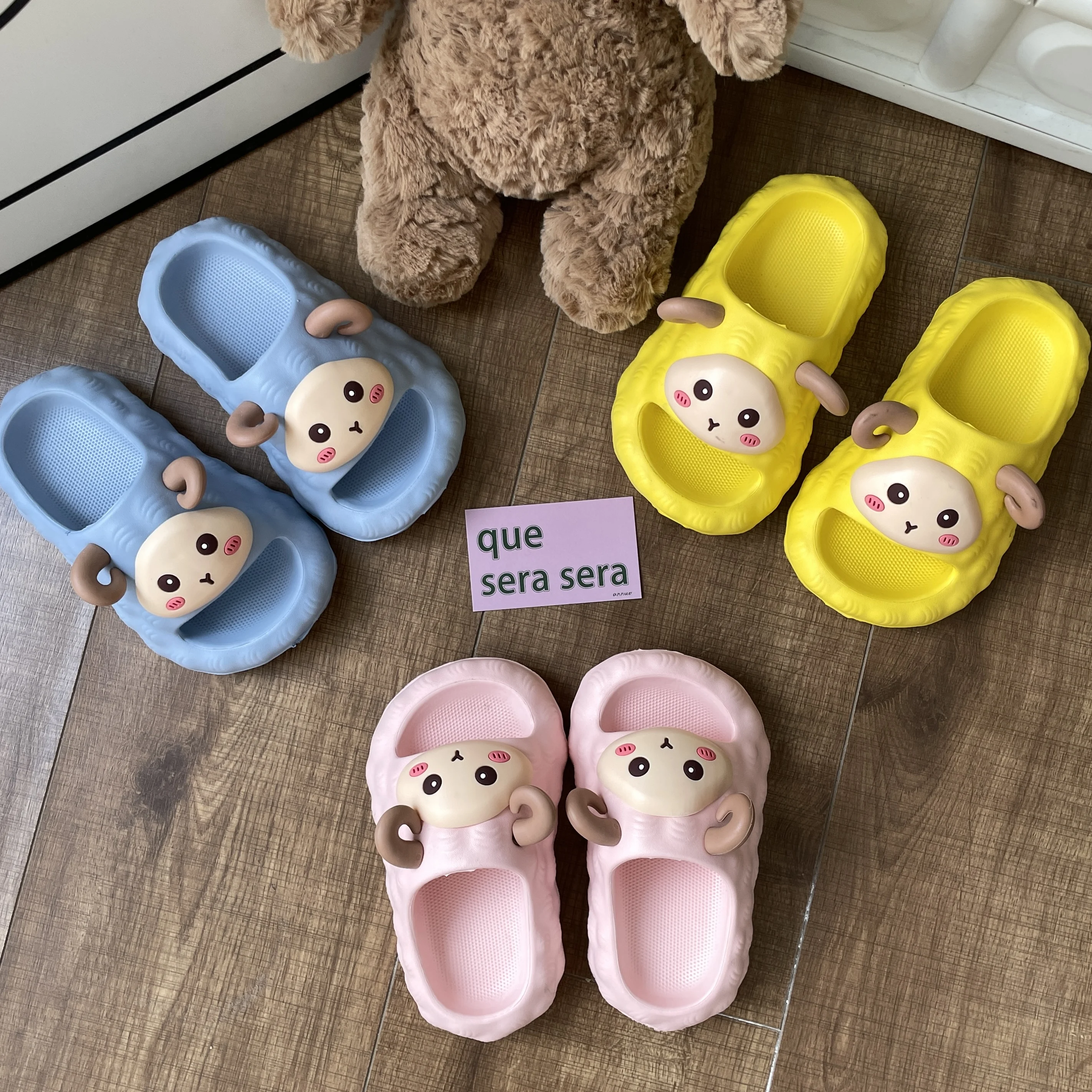Cheap Outdoor Casual Cartoon Sheep EVA Thick Soled Children Slippers Kids Shoes eva Slippers For Children Flats