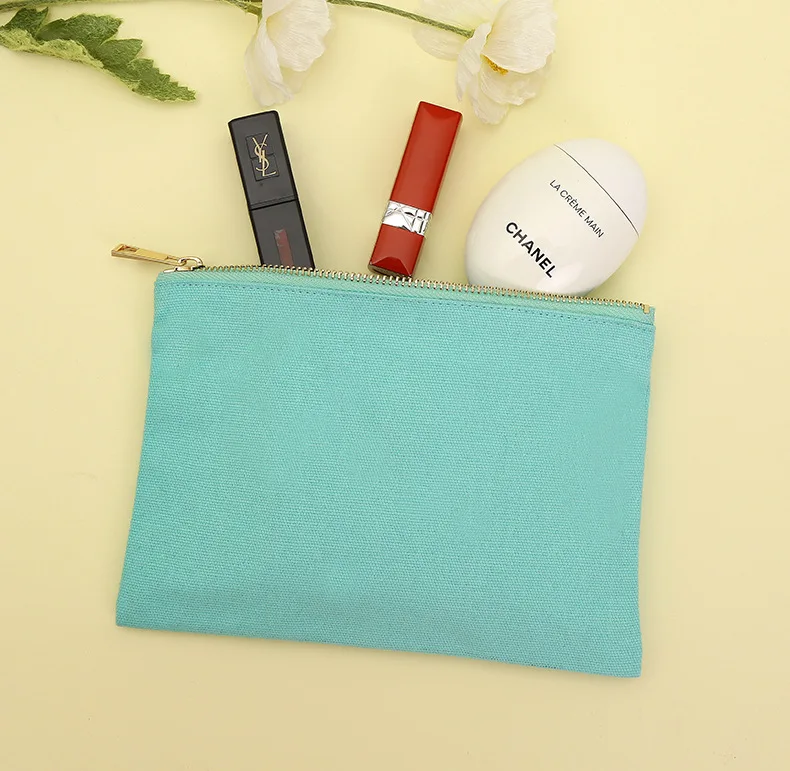 Natural Canvas Cosmetic Pouch Cotton Zipper Pouch Travel Makeup Storage Bag Small Cosmetic Bag For Packaging
