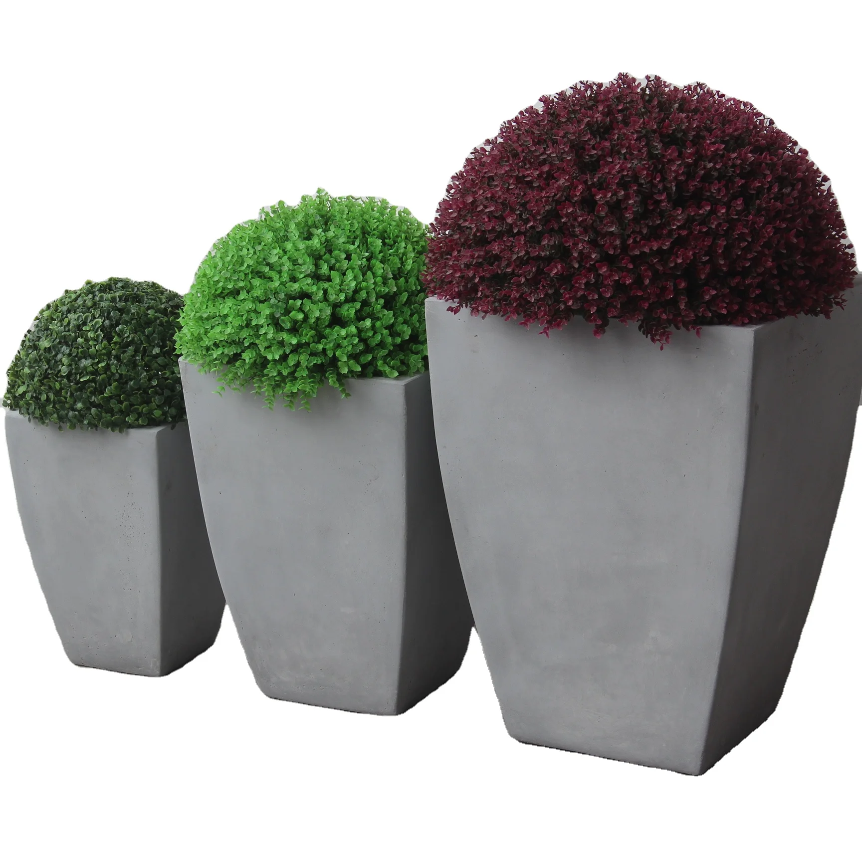 Square Black and white fiberglass pots for plants indoor and outdoor use