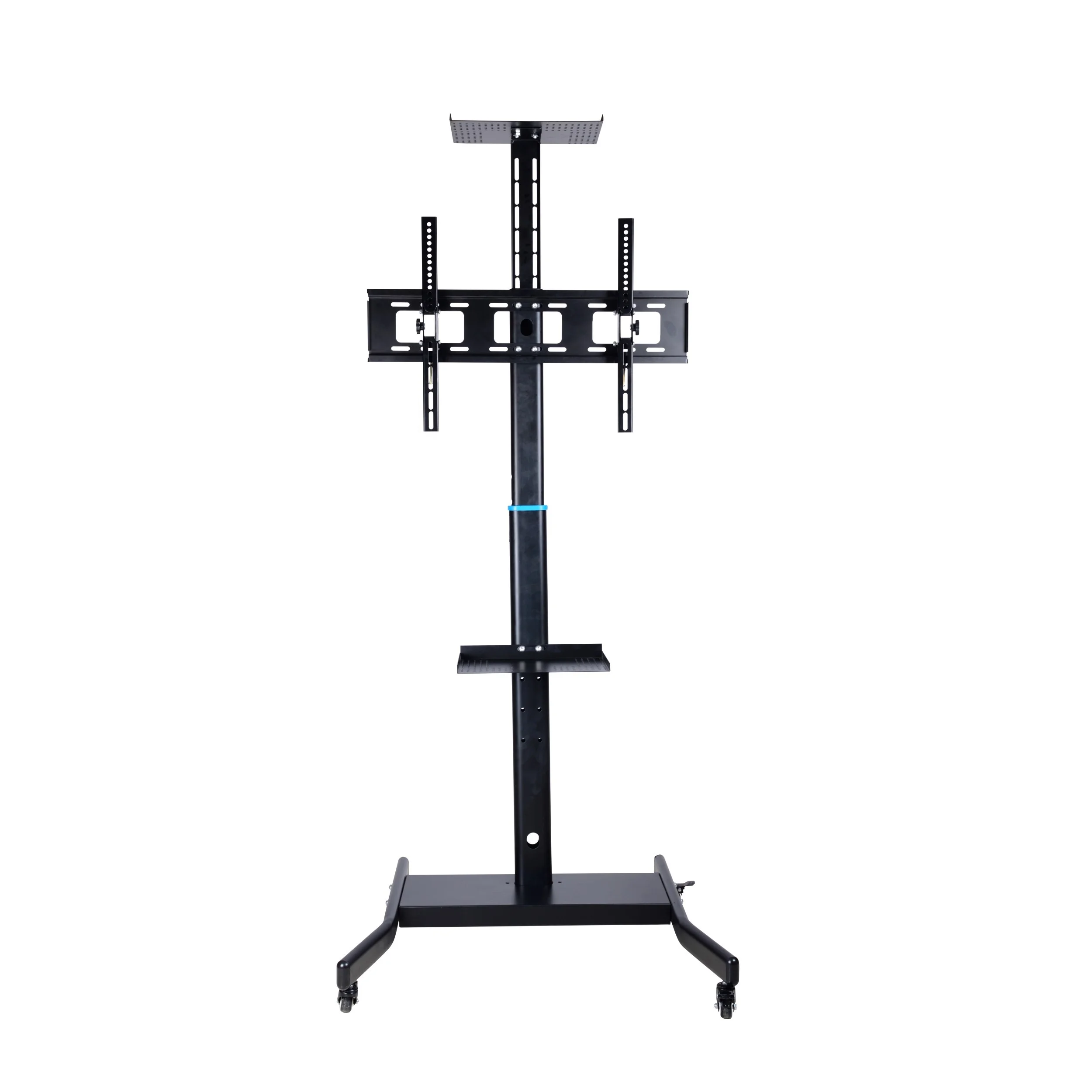 High Quality Cheap Price 32-75 Inch Lcd Led Flat Panel Screen Mobile Stand Adjustable Height Black Rolling Tv Cart With Wheels