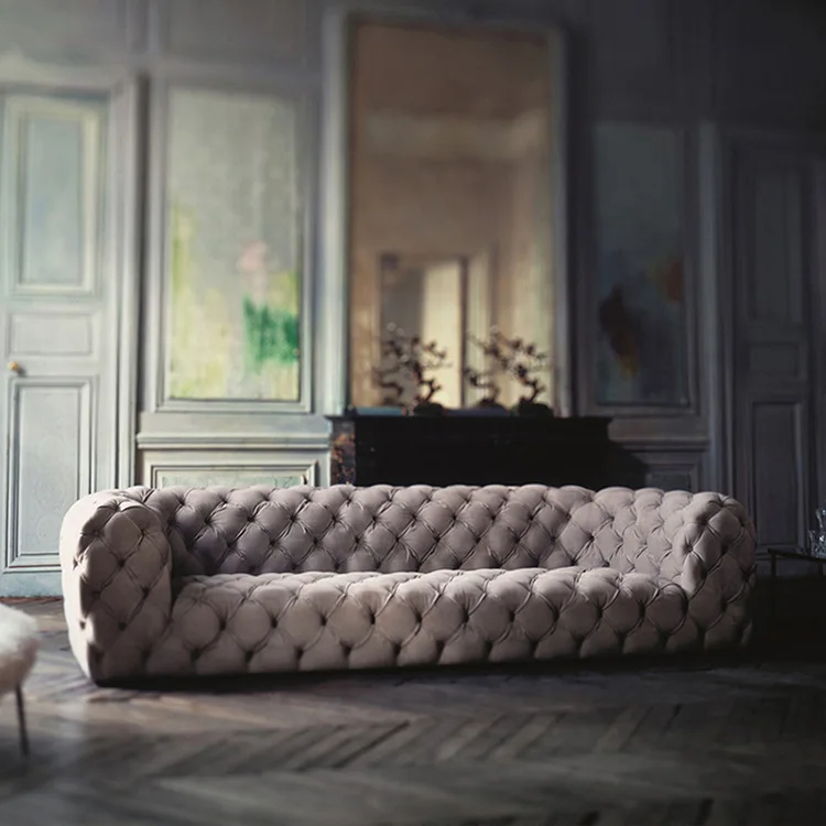
Bottom Sofa Luxury Sofa Italian Style Fabric Sofa 3 Seater Home Furniture 