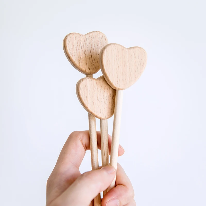 HUAMJ Custom Logo High Quality Wooden Teething Nursing Magic Stick Baby Teething Wooden Rattle Teether Toy