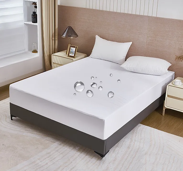 Hot sale waterproof white mattress protector microfiber terry cloth fitted sheet with elastic around mattress topper