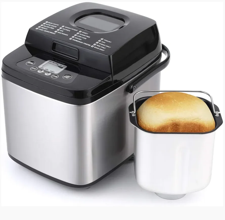 Popular Multifunctional Automatic LCD Non-stick Bread Pan Bread Maker Machine For Home With Large Glass Viewing Window