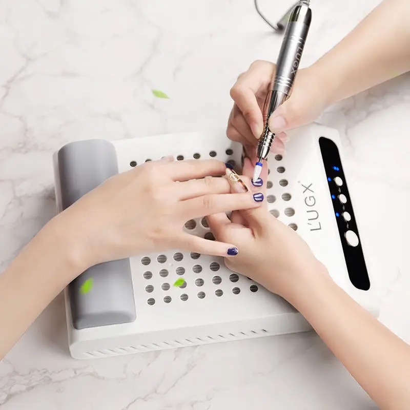 LUGX Strong suction wireless nail dust Vacuum cleaner rechargeable nail table dust collector with handpillow