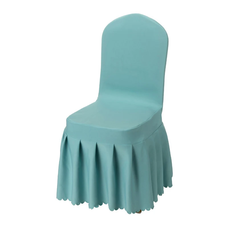 2022 new 230g custom wholesale white banquet wedding polyester thickened elastic pleated skirt chair cover