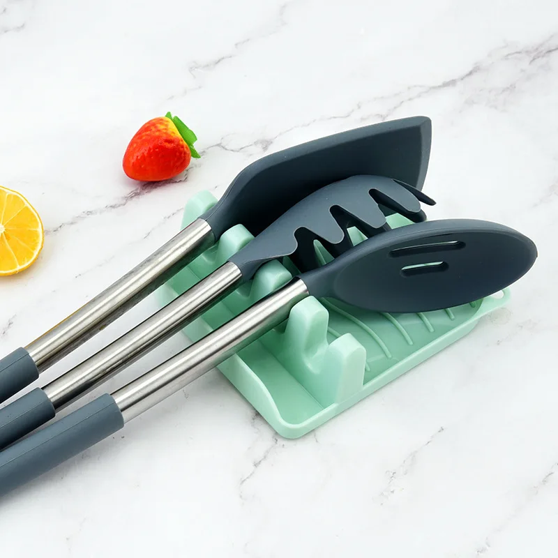 Silicone kitchenware spoon pad silicone spatula spoons shelf rack kitchen cooking tools accessories spoon holder mat shovel mat