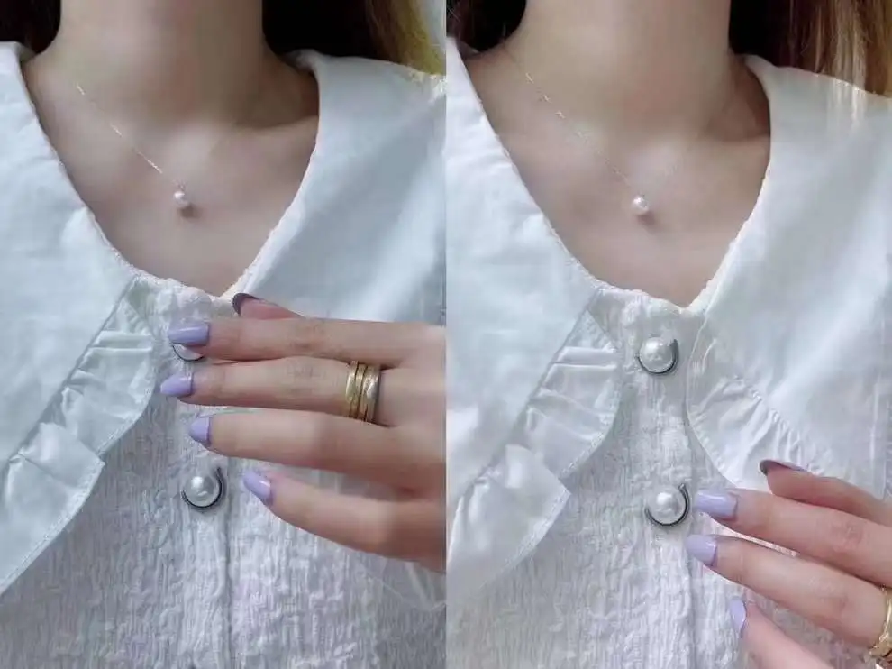 Classic 14K Gold Filled Zircon Inlaid Chain with Round and Slightly Flawless Edison 10-11mm Large White Pearl Pendant Necklace