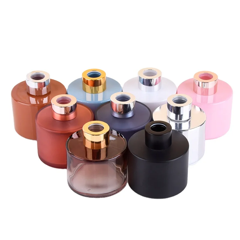 Empty 100ml round reed diffuser aroma glass bottle wholesale simple blue gray black 150ml 200ml empty perfume diffuser bottle