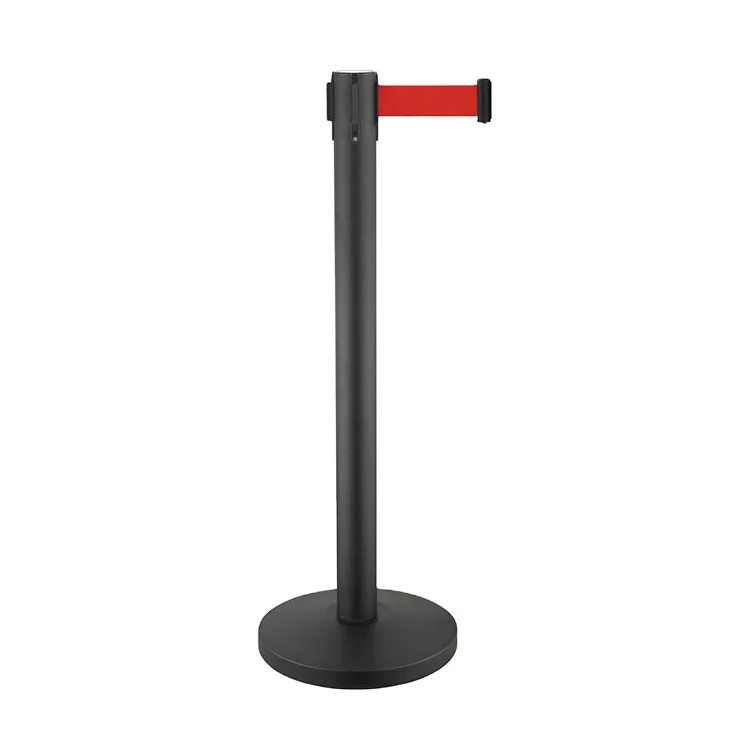 OEM Custom Logo Bank Line Divider Crowd Control Barrier Post Black Queue Stand Stanchions with Retractable Belts