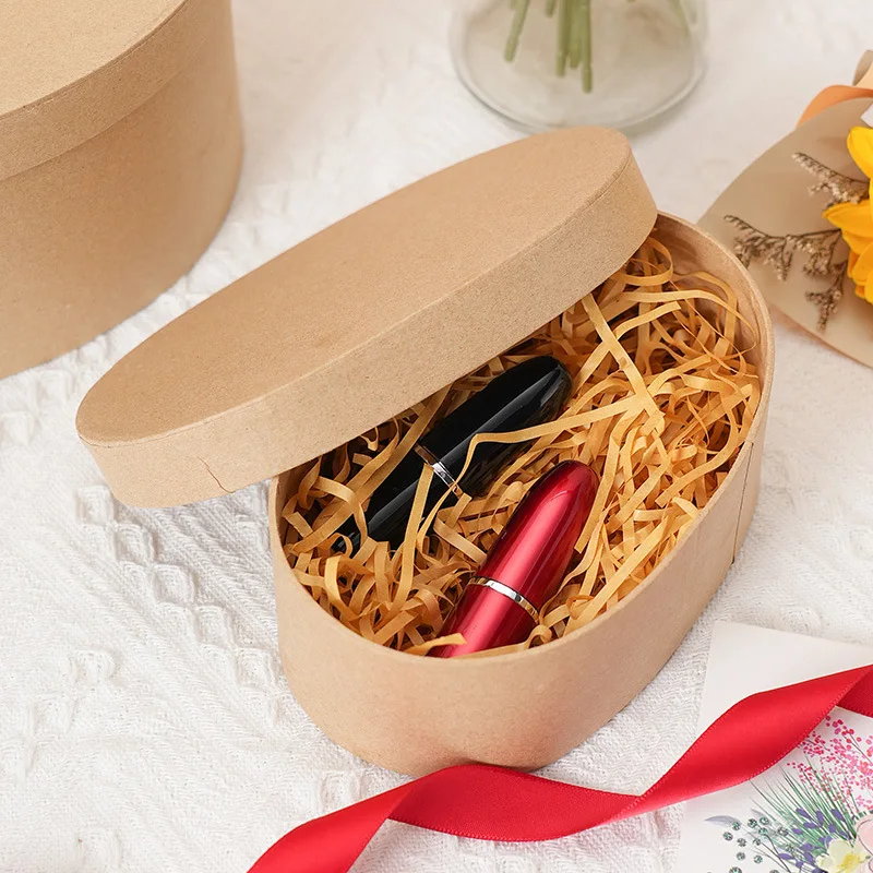 Овальный крафт материал бумажная коробка подарочная упаковочная для упаковки конфет небольшой подарок