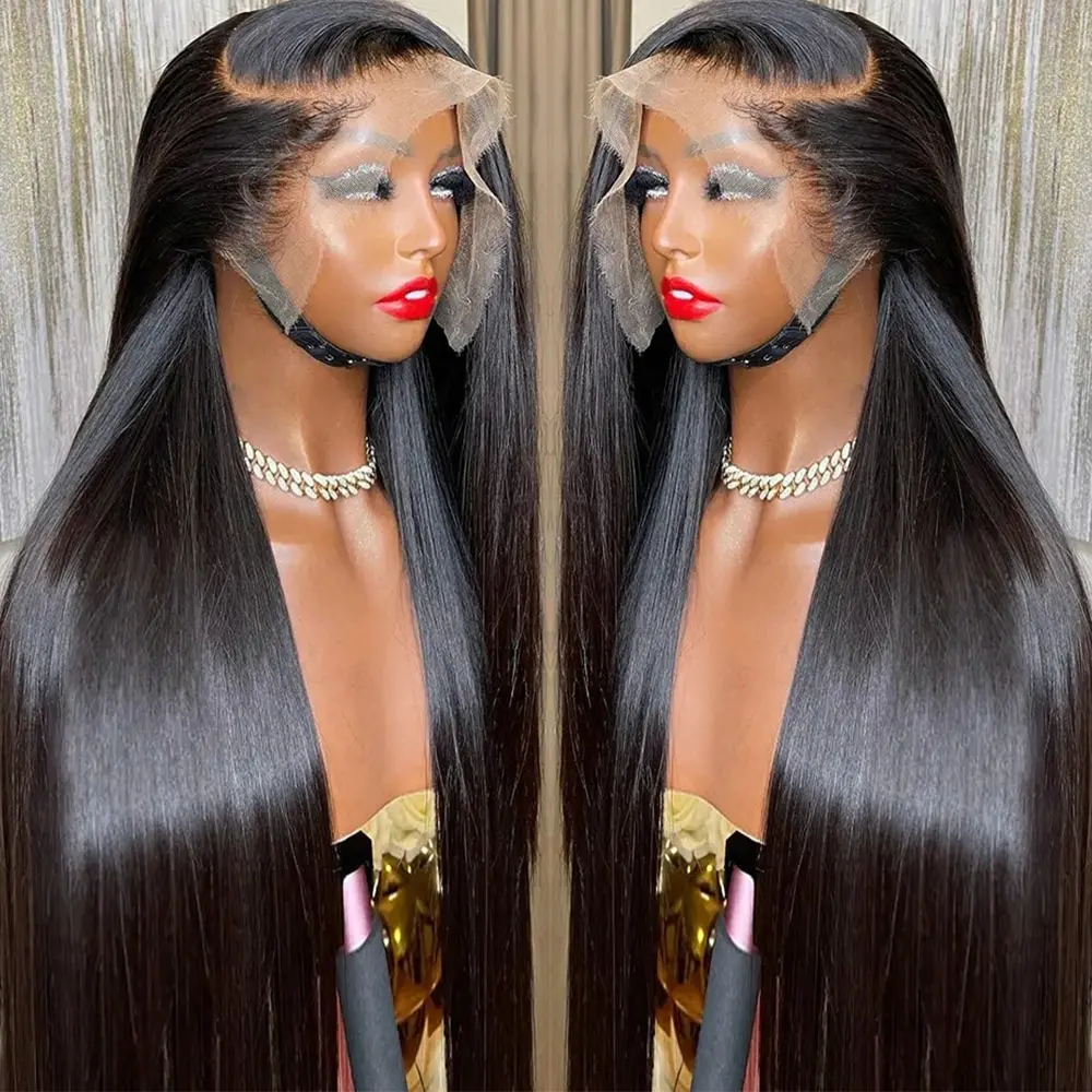 180% Super Double Drawn Rewy Brazilian Human Hair HD 13x4 Lace Front Wigs Virgin Straight Human Hair Transparent Lace Front Wigs