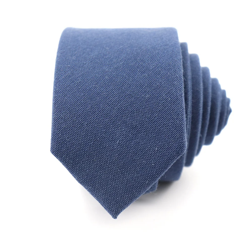 Индивидуальный простой дизайн мужской синий однотонный заводская цена хорошее качество тонкий хлопковый галстук