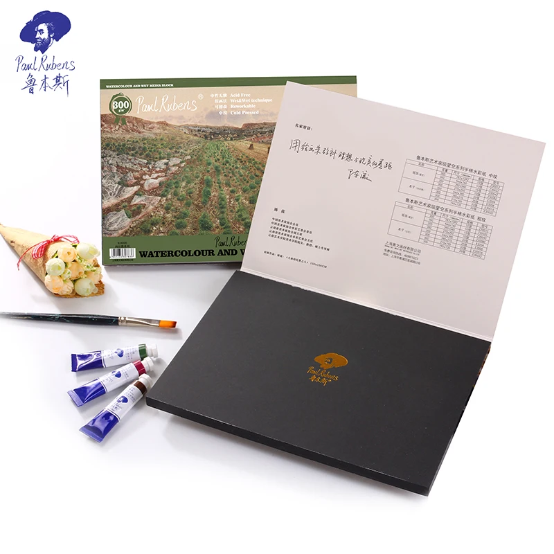 Paul Rubens Watercolor Drawing Paper Sketchbook Coloring Book Art Supplies for Artist 16K A4 20 Sheets 50% Cotton 300g - CL