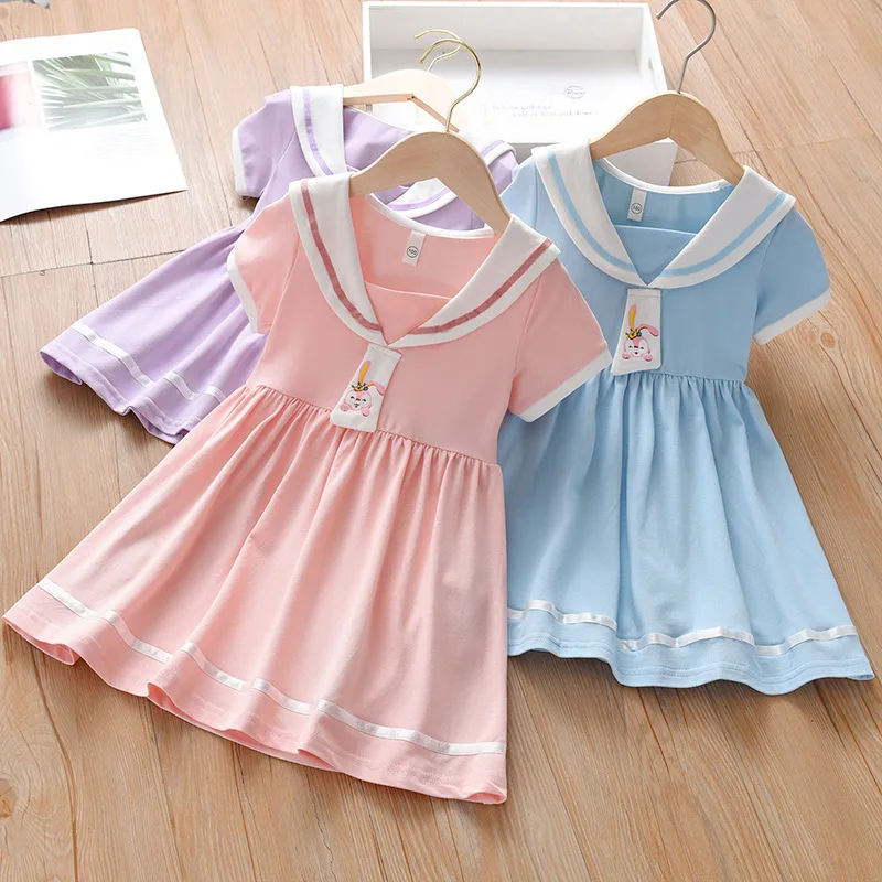 Tianyi хит продаж юбка принцессы для девочек новое летнее платье 2023 с искусственным галстуком декоративная короткими рукавами хлопковая детская