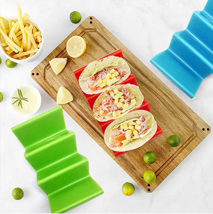 4 Packs Colorful Taco Holder Stands Stand Mexican Food Taco Rack Tray