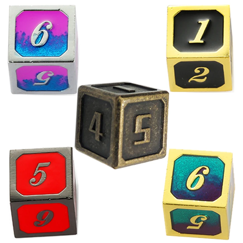 Can be Customized Logo D6 Metal Dice Set DND Polyhedral Dice Game Wholesale