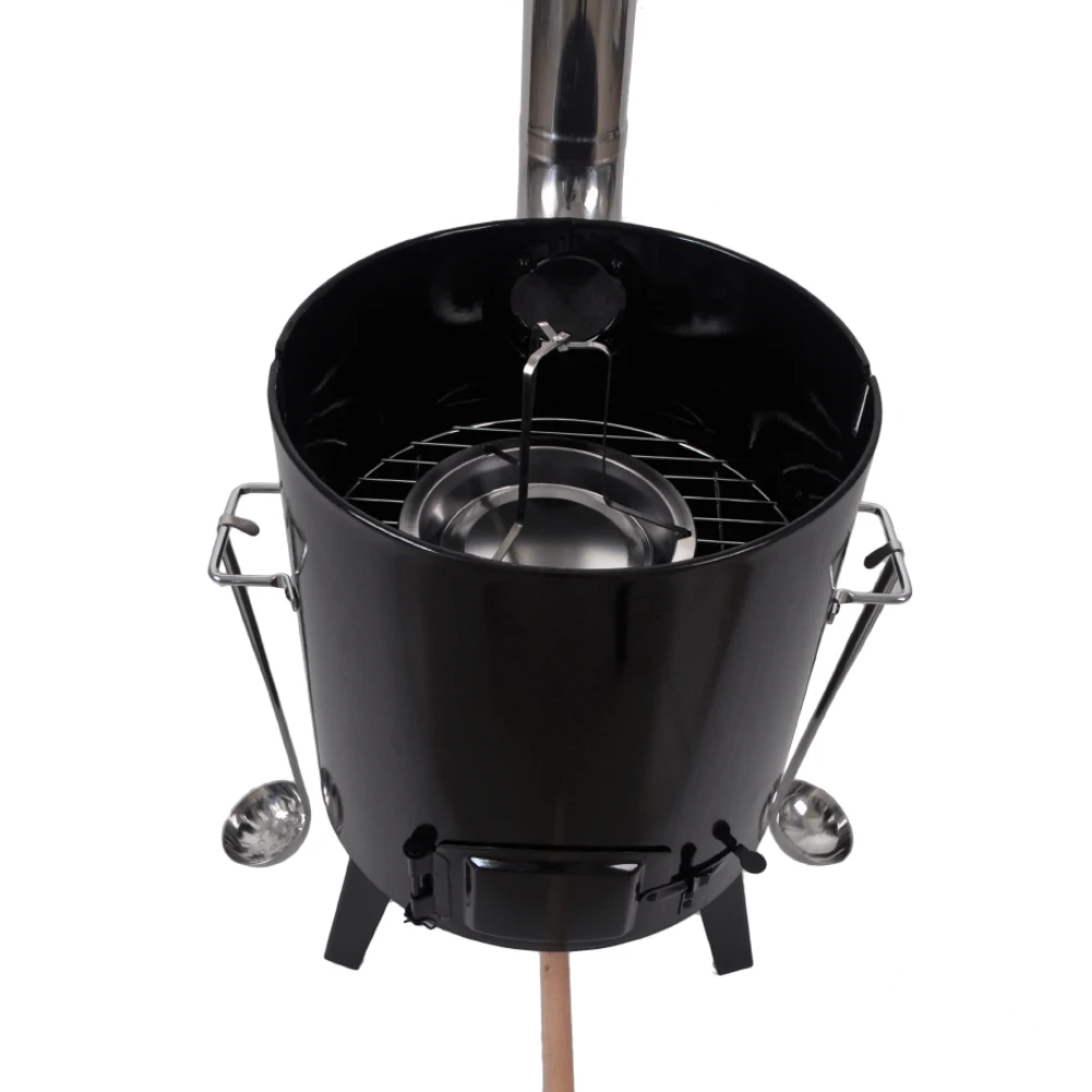 SEJR 17L Enamel Steel Boiler with BBQ outdoor Kitchen Soup Boiler  Stew Pot  Stove Burner Stand With Lid Camp Oven