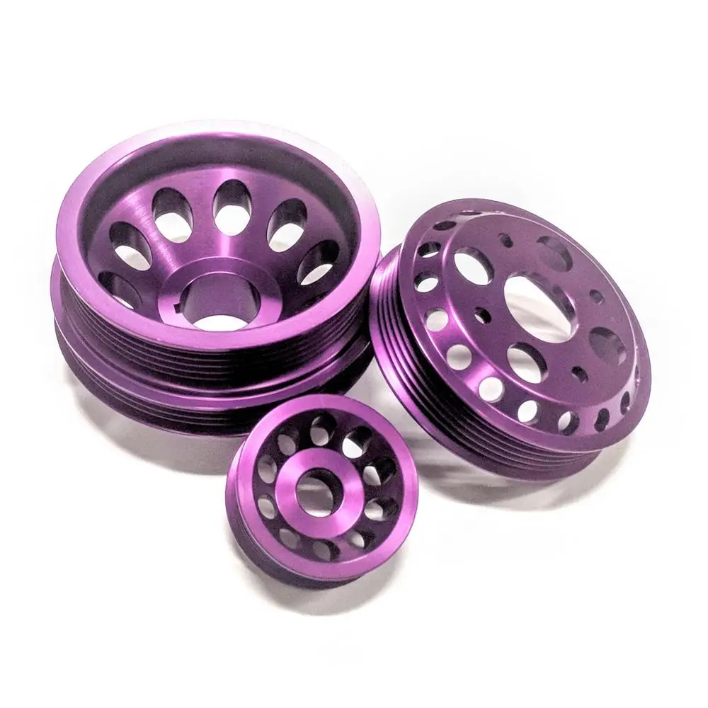 cnc machining custom made billet underdrive water pump pulleys aluminum