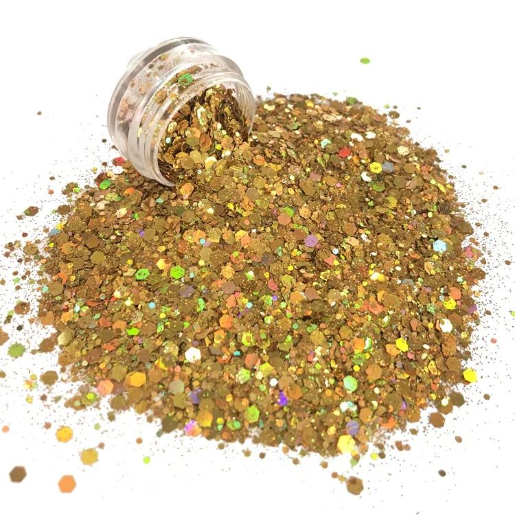 Bulk Wholesale  Eco-friendly Resistant Solvent Holographic Black Chunky Glitter