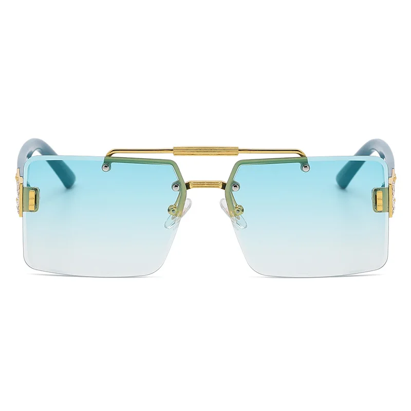 Double Beam Trimming Square Sun Glasses Cross-border European And American Diamond Fashion Sunglasses Rectangle Sunglasses