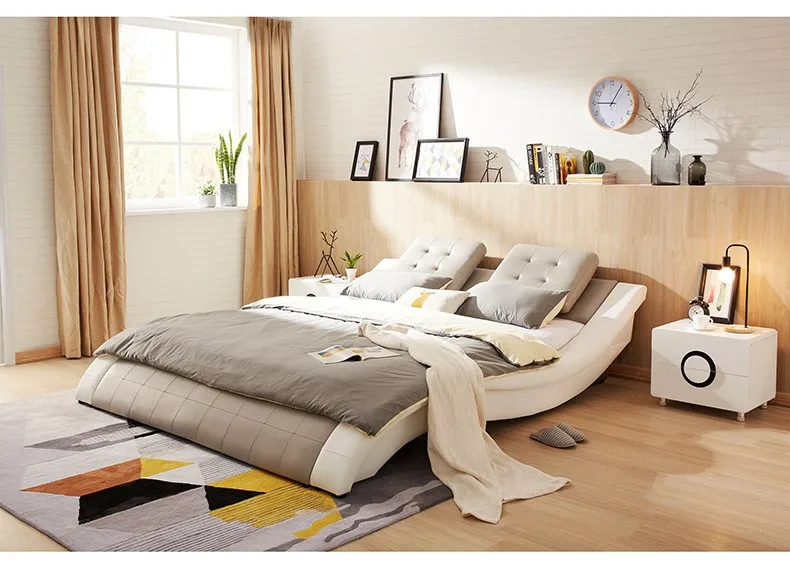 Modern nordic style double fabric bed other bedroom furniture for wedding