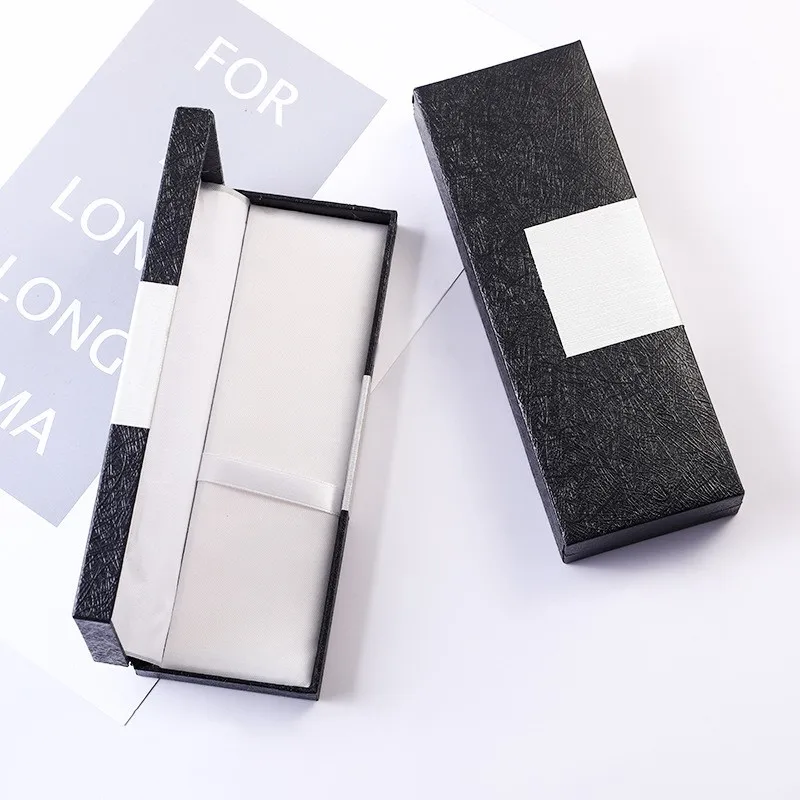 High-end custom black paper leather pen gift box stationery storage box packaging box