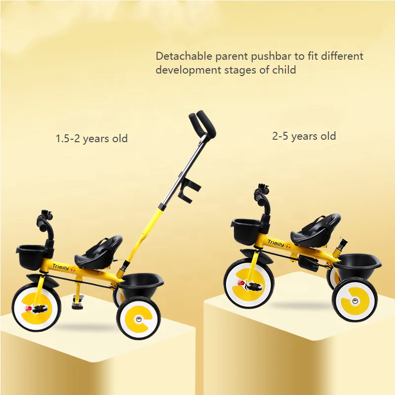 T305 Kid Tricycle with Push Bar - Adjustable & Detachable Handle,  Safety Belt - Ride On Toy Car & Child Tricycle Stroller