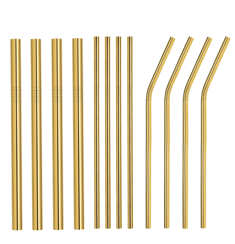 Eco-friendly vintage embossed stainless steel straw set
