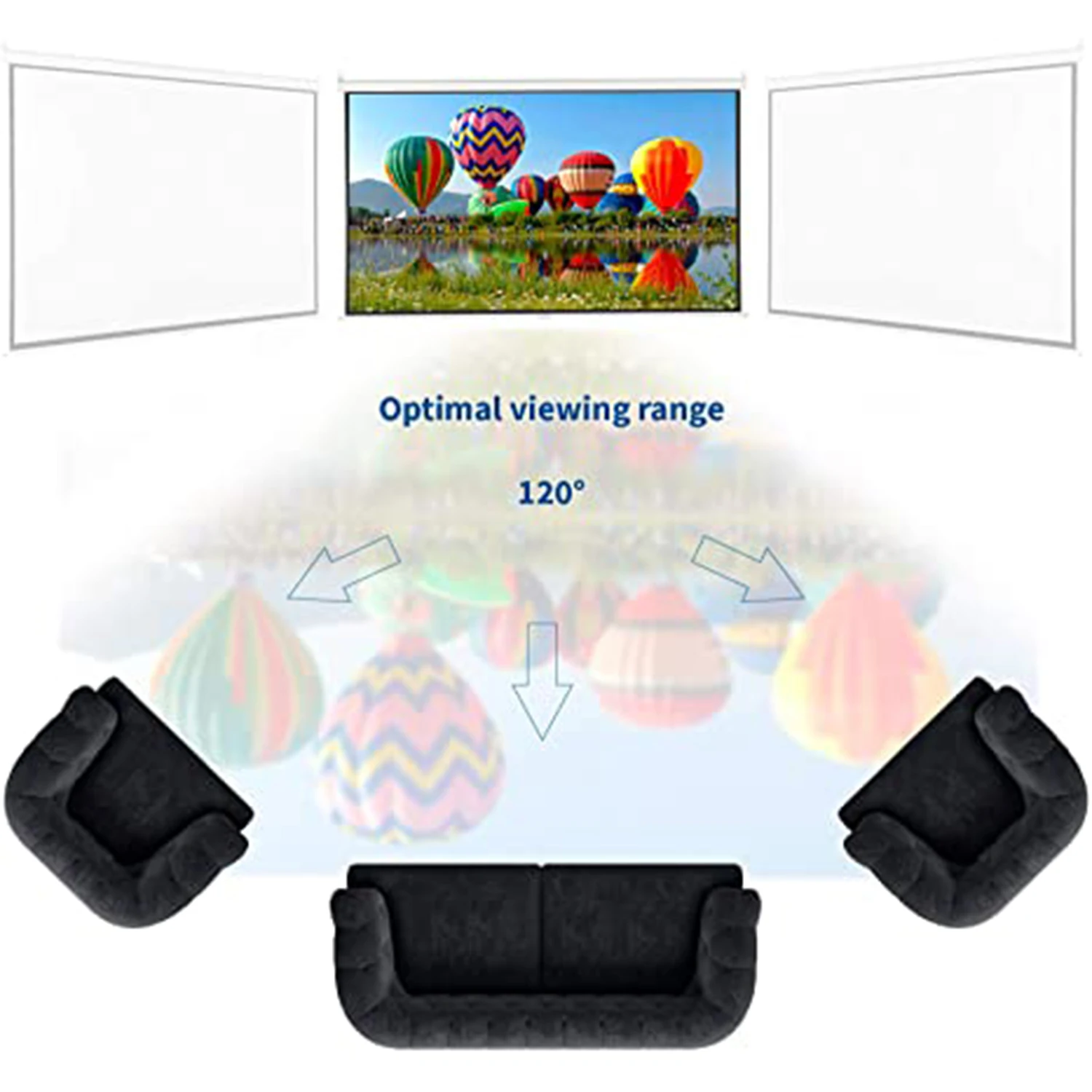 2021 new 100 inch coated white plastic projector screen, 16:9 projection hd manual drop-down screen