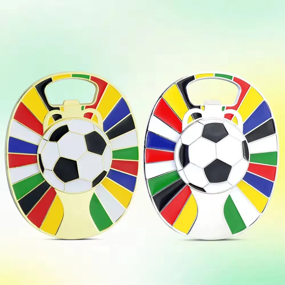 2024 Creative European Cup peripheral souvenirs Rotatable Football Fridge Magnet Bottle Opener For Fans Commemorative Gifts