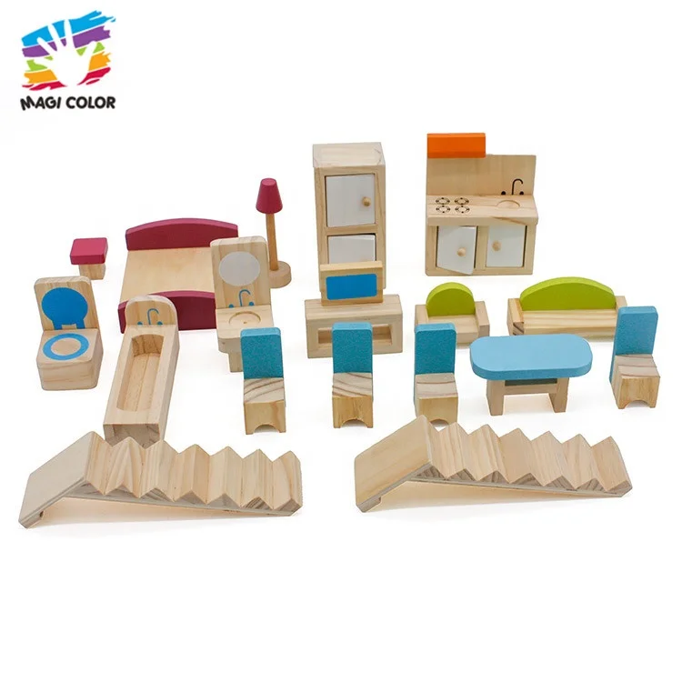 OEM ODM small wooden dolls house furniture for kids W06A281