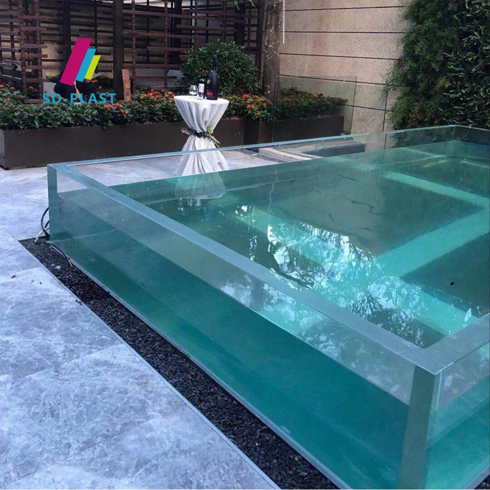 Waterfall  swimming pool acrylic wall foshan glass acrylic panels for swimming pool