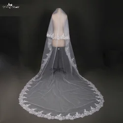 LZP028 Ivory Lace Edge Wedding Veil 3M Two Layer Long Bridal Veil With Comb Custom Made Wedding Accessories