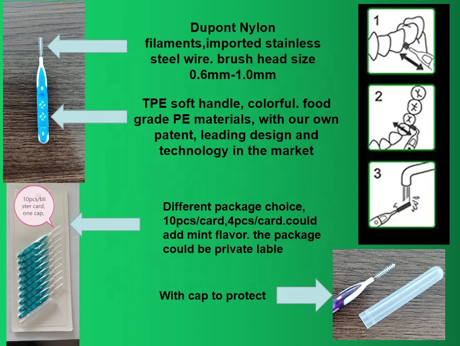 factory selling with own patent  TPE handle food grade OEM  soft handle Interdental Brush teeth health cleaning care