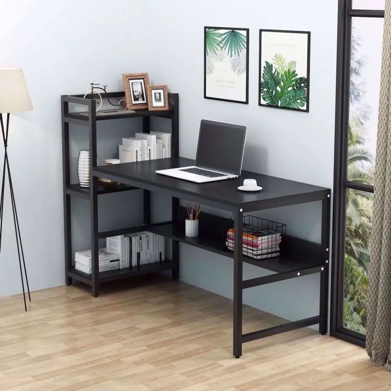Modern simple desk office furniture computer table large desktop pc office gaming computer desk with bookshelf