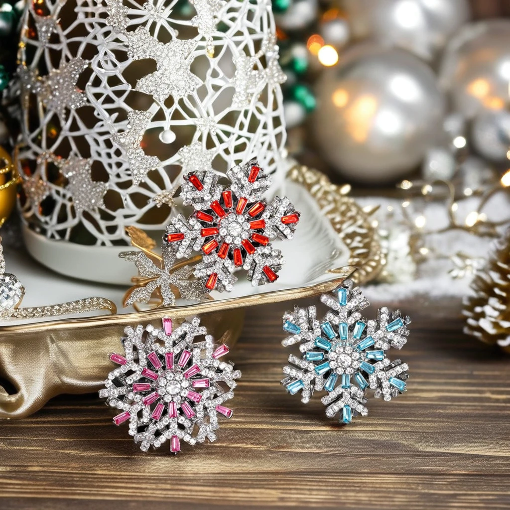 Wholesale Custom metal gold fashion vintage designer Christmas Snowflakes pin brooch pins lapel brooches for women