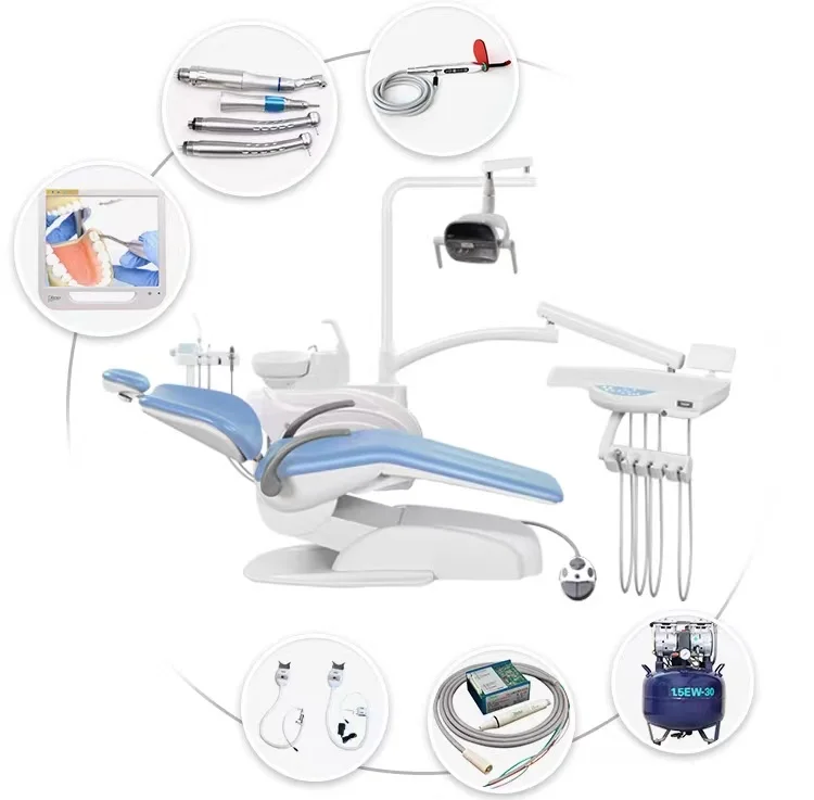 Best Sale Economical Dental Chair with One Dentist Stool ISO Certified Metal Equipment Electric Power Source
