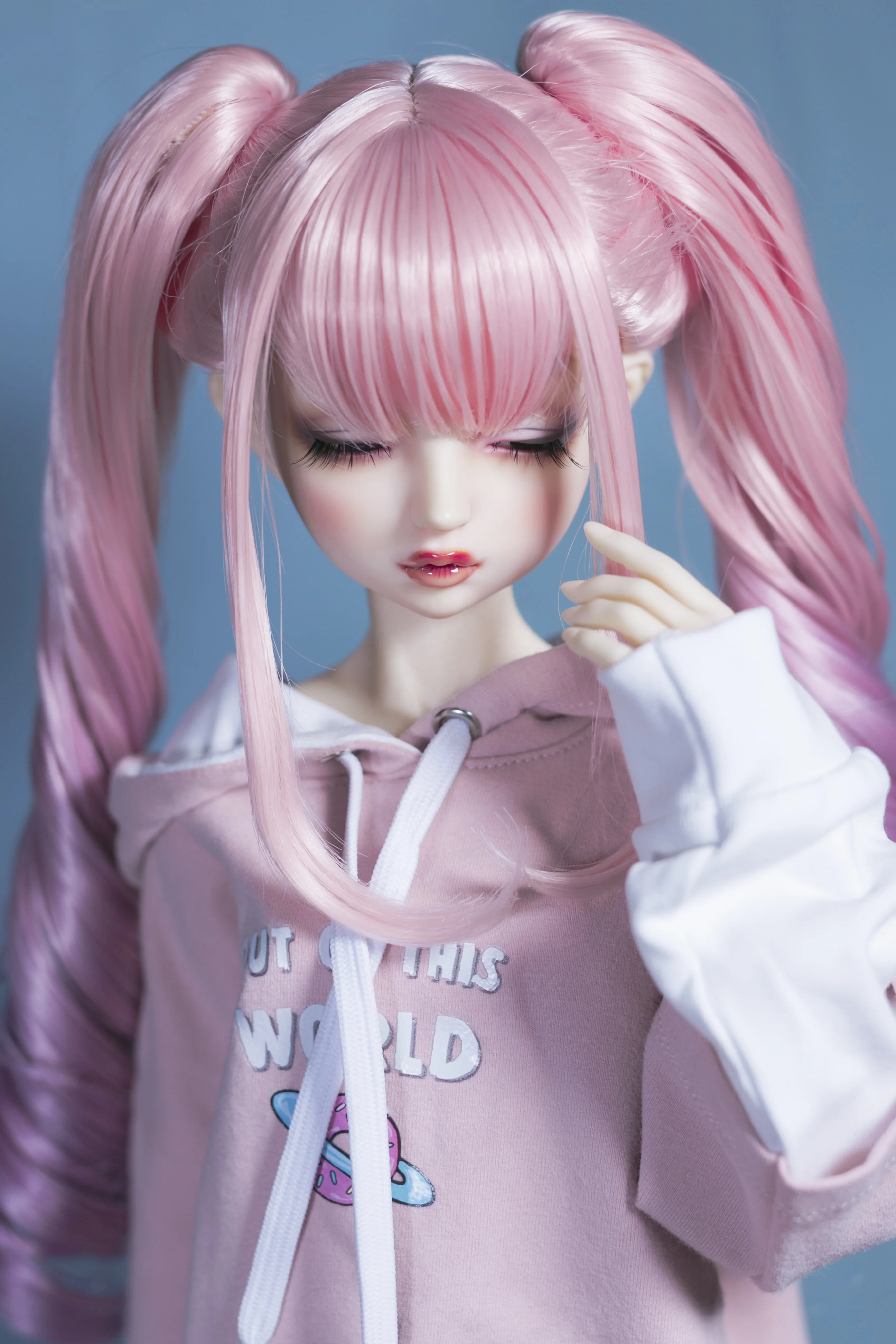 Heat Resistant Fiber Doll Wigs 1/3 1/4 1/6 8-9 inch 7-8' 6-7' Customize BJD SD Hair For Dollfie DIY Tress Pigtails Pink Purple