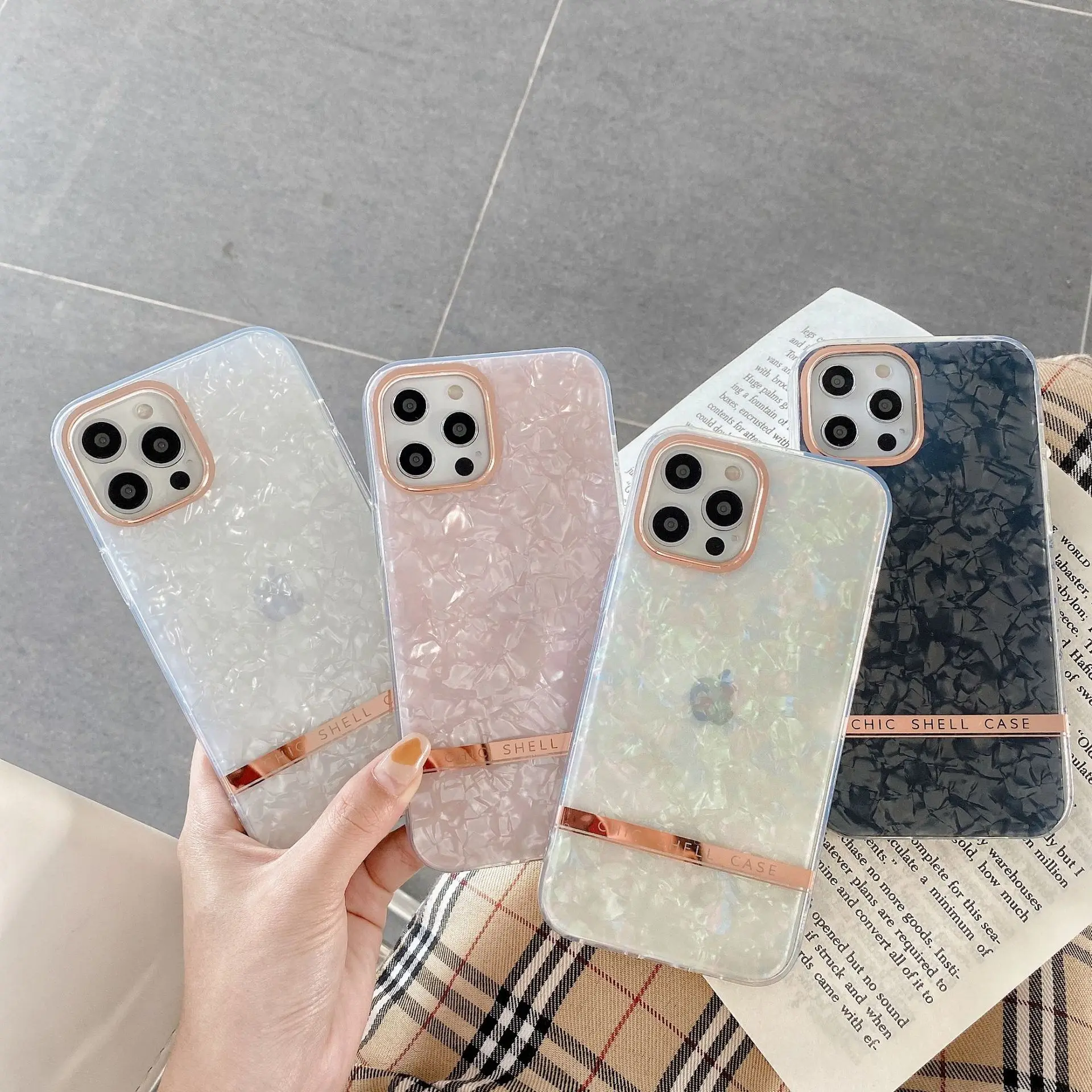 Luxury Glossy Marble Glitter Shell Case For iPhone 13 Pro Max 11 12 Mini XR 7 8 Plus XS CASE Shockproof Silicone Soft Cover