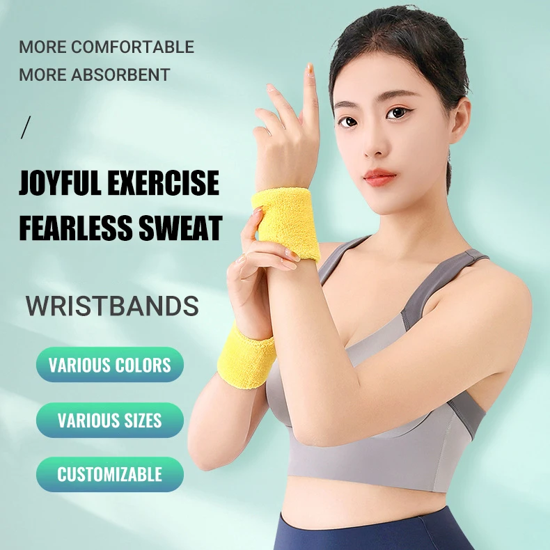JuDing Custom Logo Wrist Sweatbands Breathable Tennis Sports Towel Sports Logo Soft Skin Cotton Basketball Fitness Sweatband Men