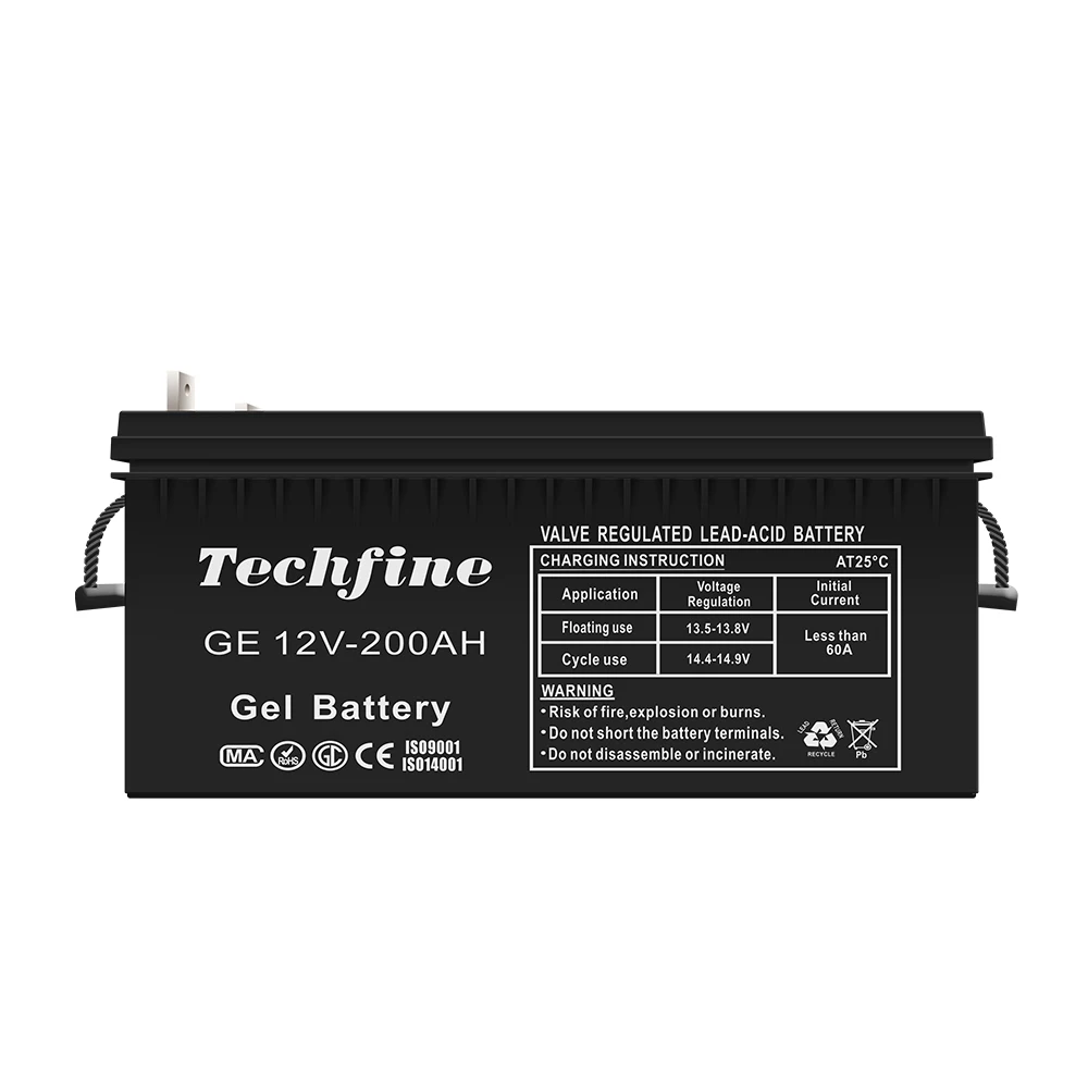 Techfine good quality off grid solar system home use 12 volt pure gel battery 200ah reconditioning