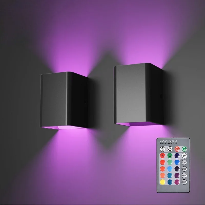 Внутренний алюминиевый настенный светильник для гостиной RGB удаленный черный теплый