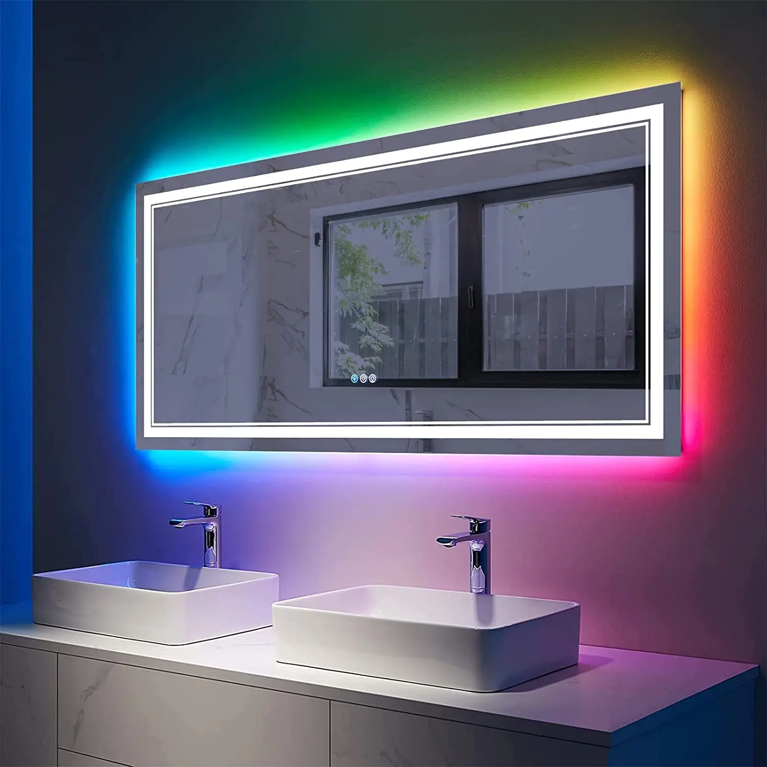 Отель с подсветкой передний свет RGB 24 цвета CCT сенсорный диммер противотуманная Кнопка светодиодное зеркало для ванны