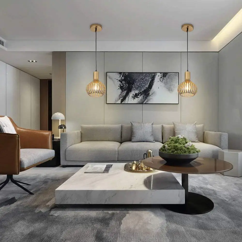 
Nordic simple modern wooden wood chandelier restaurant cafe bar Japanese tatami bird cage lamp 