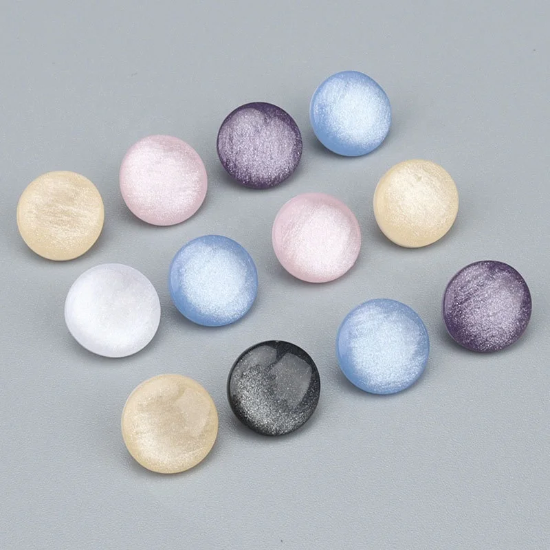 New pearlescence resin shell plastic metal oil powder shank AB color button sewing on for tweed knitting coat sweater clothing