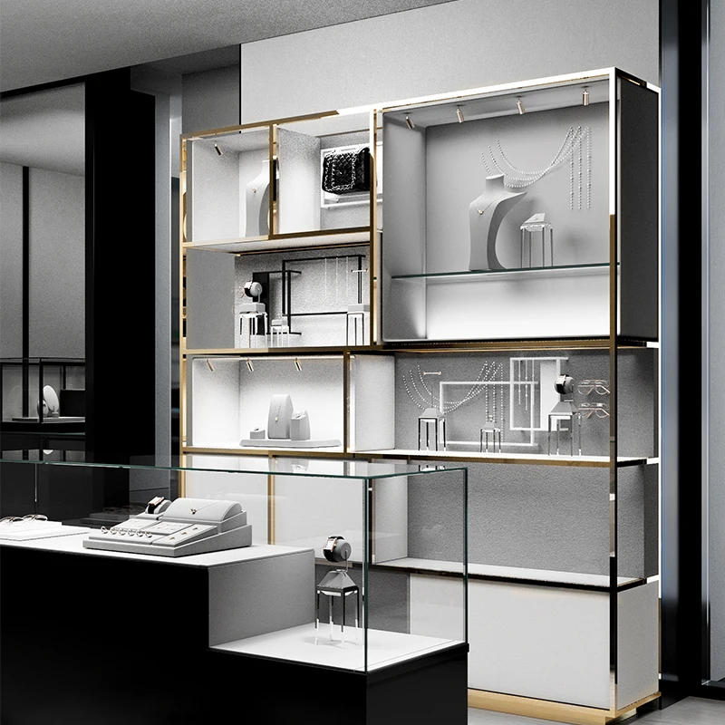 FANXI Monet Grey Jewelry Combo Set Microfiber Luxury Jewelry Display Stand Set Window Display Props