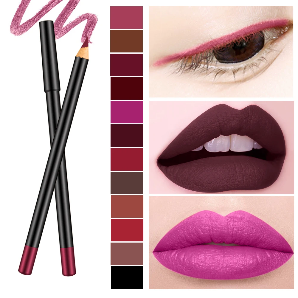  Оптовая торговля СТМ lipliners изготовленный на заказ 12 видов цветов Матовая подводка для губ Длительное Действие водостойкая