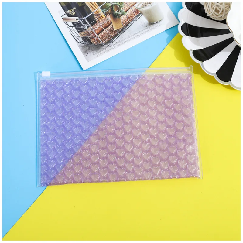 Wholesale transparent zipper bubble mailer plastic ziplock bubble bag heart  zipper bubble bag